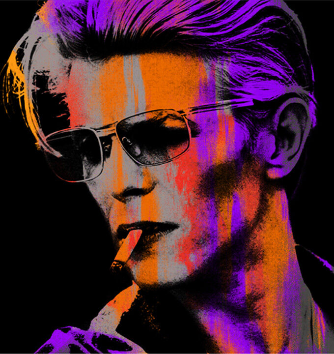 Orange Young Bowie Large Canvas Print